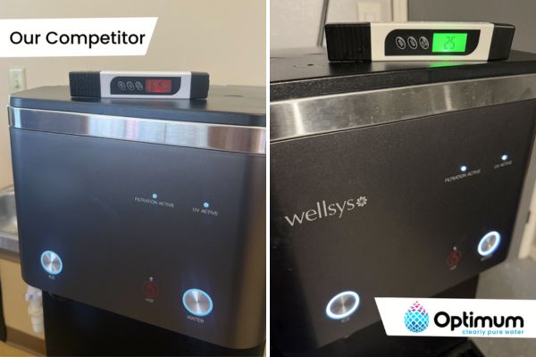 TDS water test from a competitor and one from Optimum 